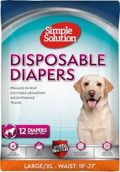 Simple Solution Pannolini usa e getta per cani femmine, True Fit, assorbenti, a prova di perdite, con indicatore di umidità, tappetino per le mestruazioni XL per cuccioli e cagnolini e pannolini per