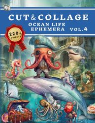 Cut and Collage Ocean Life Ephemera Book: High Quality Images Of Sea Creatures For Paper Crafts, Scrapbooking, Mixed Media, Junk Journals, Decorative Art, Artist Trading Cards, and More.