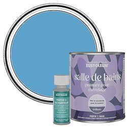 Rust-Oleum Blue Water-Resistant Bathroom Tile Paint in Gloss Finish - Cerulean 750ml