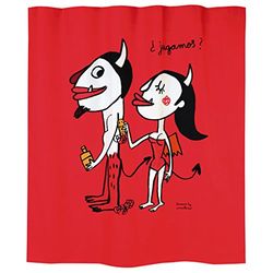 Laroom 13586 – Tenda Bagno, Polyester, Colore: Rosso
