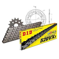 Kettingset DID Stealth 520VX3 / 110 clipslot goud voor Honda NX Dominator 650 cc Bj. 1996-2000