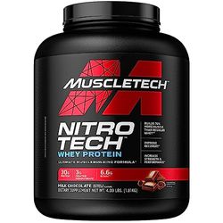 MuscleTech NitroTech Whey Protein Powder, Muscle Maintenance & Growth, Whey Isolate Protein Powder With 3g Creatine, Protein Shake For Men & Women, 6.8g BCAA, 40 Servings, 1.8g, Milk Chocolate