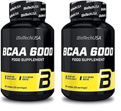 BioTechUSA BCAA 6000 Tablets | 6,000mg | 2:1:1 Ratio BCAAs | for Muscle Growth & Energy, 100 Tablets (Pack of 2)