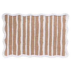 Set of 6 Rectangular Placemat in Jute and Paper, Wavy Edge 43.5 x 29 cm, Stripes