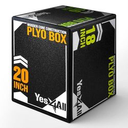 Yes4All UYSN - Caja pliométrica Suave con núcleo de Madera, 20 x 18 x 16 Pulgadas, Hecha de Espuma Suave, Crossfit, MMA, Entrenamiento pliométrico, Caja de Salto 3 en 1 con núcleo de Madera, versión