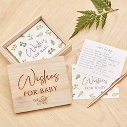 Ginger Ray BAB-117 Botanische babyshower-advies kaarten- en aandenken-box, papier, hout