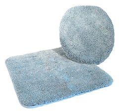 Kinzler Housse de Couvercle de WC en Microfibre de Haute qualité, Bleu Clair, 2 TLG. Set - 47x50 WC-Deckelbezug + 50x55 cm Vorleger Ohne Ausschnitt