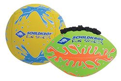 Schildkröt Funsports Conjunto de 2 mini bolas, 1 bola de voleibol e 1 bola de futebol americano, Ø 9 cm, aderência fácil e resistente à água salgada, ideal para praia, amarelo e verde, 970282