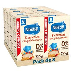 Nestle Papilla 8 Cereales con Galleta, 8 Paquetes de 725g (Total 5,8Kg)