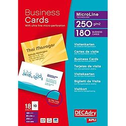 DECAdry OCB3260 lot de 180 cartes de visite blanches MicroLine - 250g