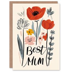 Artery8 Mother's Day Greeting Card Best Mum Simple Modern Floral For Mum