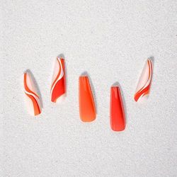 EBIN NEW YORK 3D Nail Lux - Bloody Mary | Press on Nails Long and Extra Long Coffin Style, Colorful Patterns False Nails for Daily Wear, Festival, and Holiday Nails