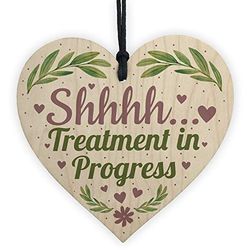 RED OCEAN Shhh TREATMENT IN PROGRESS Do Not Disturb Small Hanging Heart Door Sign Plaque