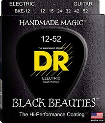 DR Strings Black Beauties - Cuerdas para guitarra eléctrica, con revestimiento para mayor vida útil, 12-52