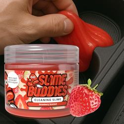 Slime Buddies Cleaning Putty Gel | Car Cleaning Gel for Air Vents & Interiors, Computer, Macbook & Laptop Keyboard Cleaner | Clean Hard to Reach Spaces | Surface Dust Cleaner | Strawberry Scent