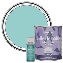 Rust-Oleum Blue Water-Resistant Bathroom Tile Paint in Gloss Finish - Teal 750ml