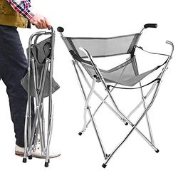 Freshore Wandelstok met zitting, opvouwbare campingkruk, mobiele stoel, robuuste hulp voor senioren, maat large, grijs