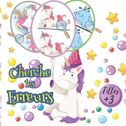 Cherche les Erreurs: Puzzle licorne pour les filles +3 ans.