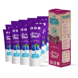Dental Delight Berry Blast | 12 x owocowa pasta do zębów, jagodowo-miętowa, wegańska, neutralna dla środowiska, bez mikroplastiku, 900 ml