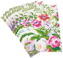 Caspari Entertaining with Edwardian Garden Ivory Guest Towel, Paper, Multi-Colour, 11 x 20 x 3 cm