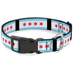 Buckle Down 11–43,2 cm Chicago Drapeaux/Plastique Noir Pince à Collier, Medium