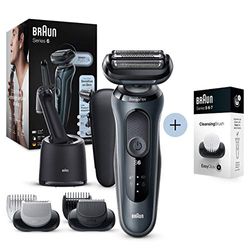 Braun Series 6 60-N7650cc Rasoir Électrique Homme Avec Centre SmartCare, 2 Accessoires EasyClick Avec Braun Easyclick Accessoire Brosse Nettoyante pour Rasoir Électrique Series 5/6/7