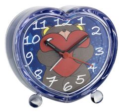 TFA Dostmann Kinderwekker analoog, 60.1015.06, stil uurwerk, eenvoudige bediening, hartbeer motief, blauw