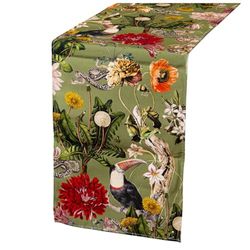 Alexandra House Living Chemin de Table Vert Textile 33 x 180 cm Coton Floral