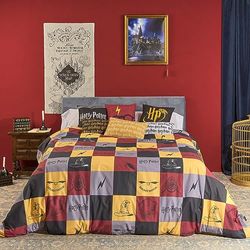 BELUM | Copripiumino Hogwarts | Copripiumino modello Hogwarts a quadri | Copripiumino con bottoni | Copripiumino 100% cotone | Copripiumino di qualità | Copripiumino per letto da 90 (155 x 220 cm)