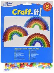 Baker Ross FE160 Regenboog Pom Pom Knutsel Set - Pak van 5, Zelfklevend Karton met gekleurde Pom Poms