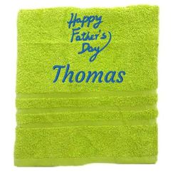 Asciugamano personalizzato con nome splendidamente ricamato Asciugamano da bagno Asciugamano in cotone 100% Asciugamano da bagno con nome (100 x 50 cm, Buona festa del papà)