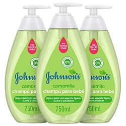 JOHNSON'S Baby Shampoo CamEJOOY com fórmula não chores mais (3 x 750 ml), champô infantil hipoalergénico e com pH equilibrado, champô sem parabenos