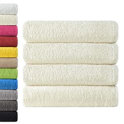 NatureMark Pack of 4 Bath Towels, Cotton, Natural/Cream, 70 x 140 cm, 4