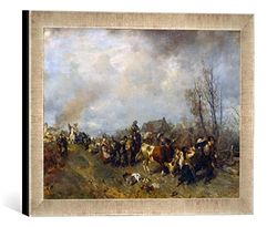 Ingelijste foto van Wilhelm van Diez "Plunung im 30-jarige Oorlog", kunstdruk in hoogwaardige handgemaakte fotolijst, 40x30 cm, zilver Raya