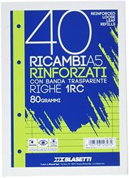 Blasetti 2327 Ricambi rinforzati con banda trasparente, a righe, A5, 40 fogli