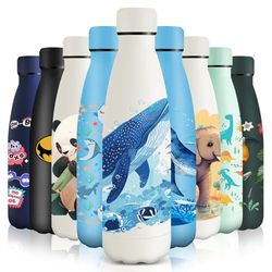 HoneyHolly Stainless Steel Water Bottle, 500 ml, BPA-Free, Thermos Flask, 18/8 Stainless Steel, Children's Water Bottle, Double-Walled Vacuum Insulated, Thermos Flask for School, Outdoor, Camping,