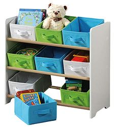 Kesper | Étagère pour Enfants avec boîtes, matériau: Panneau de Fibres, Dimensions: 66 x 30 x 59,5 cm, Couleurs: Blanc, Vert, Bleu | 17716 13