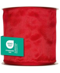 Halbach Seidenbänder Cinta de regalo de alta calidad con borde de alambre, ancho de 100 mm, longitud de 25 m, con certificado Öko-Tex 100, cinta de tafetán fabricada en Alemania, color: rojo
