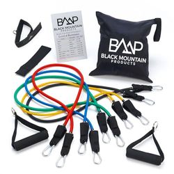 Black Mountain Resistance Band Set: with Door Anchor, Ankle Strap, Exercise Chart, And Resistance Band Carrying Case