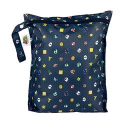 Bumkins Waterdichte natte tas, wasbaar, herbruikbaar voor reizen, strand, zwembad, kinderwagen, luiers, vuile gymkleding, natte badpakken toiletartikelen 12x14 - Nintendo Super Mario Lineup