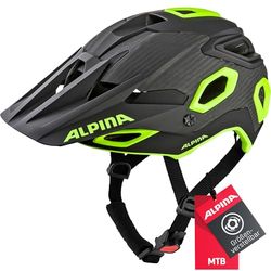 ALPINA ROOTAGE Enduro & Trail Fietshelm met verkoelende bekleding, extreem robuust, met koolstofvezel versterkte bekleding voor volwassenen, zwart-neon-geel, 57-62 cm