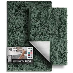 Hearth & Harbor Tapis de Salle de Bain, Tapis de Bain Chenille, Lavable en Machine, Tapis de Bain pour Salle de Bain avec Dos antidérapant, Tapis de Salle de Bain à séchage Rapide, Taille S à M, Gris