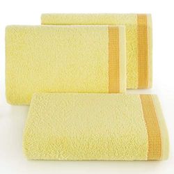 Eurofirany Lot de 3 Serviettes en Coton Doux Motif Vagues Jaune 70 x 140 cm