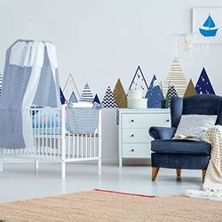 Stickers muraux Enfants - Décoration Chambre bébé - Autocollant Sticker Mural géant Enfant Montagnes scandinaves RIMKA - 70X115cm