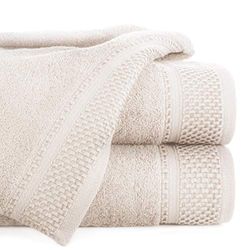 Eurofirany Design91 Carlo Lot de 3 et 6 Serviettes de Bain pour Sauna - Absorbantes - 100% Coton - 580 g/m² - Qualité supérieure - Ivoire Clair - 70 x 140 cm - 3