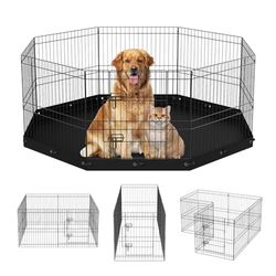 VEVOR Hondenren 61 cm Konijnenren Kat Puppyren met Omheiningsmat voor Kleine en Middelgrote Huisdieren 8 Opvouwbare Metalen Gaaspanelen voor Spel Buiten Binnen Kamperen