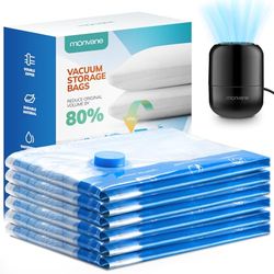 Sacchetti Sottovuoto Vestiti con Pompa Elettrica, MONVANE Confezione da 6 Jumbo, per Vestiti, Coperte, Piumino, Cuscini, Trapunte, Viaggi