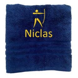Asciugamano personalizzato con nome Nome sportivo splendidamente ricamato Asciugamano da bagno Asciugamano in cotone 100% personalizzato con nome (140 x 70 cm, Tiro con l'arco)