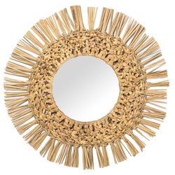 DRW Miroir Mural Rond en jacinthes d'eau en Naturel 56 x 2 cm, intérieur 28,5 cm