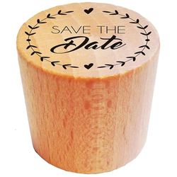 Aladine - Tampons Bois Rond « Save The Date » - ø 2,8 cm - Bois 100% FSC - Tampon pour Invitations pour Fêtes, Mariage, Anniversaires, Grands Évènements- 1899